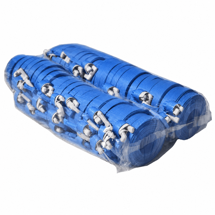 BLUE Encore Packaging Pre Cut Strapping w/Plastic Buckle, 1/2"W x 17'L, White, 500 Straps/Pack