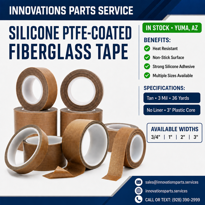 Silicone PTFE Coated Tape-Tan-3 Mil- 1 " X 36 Yds (No Liner) Core- Standard Plastic- 3" Diameter