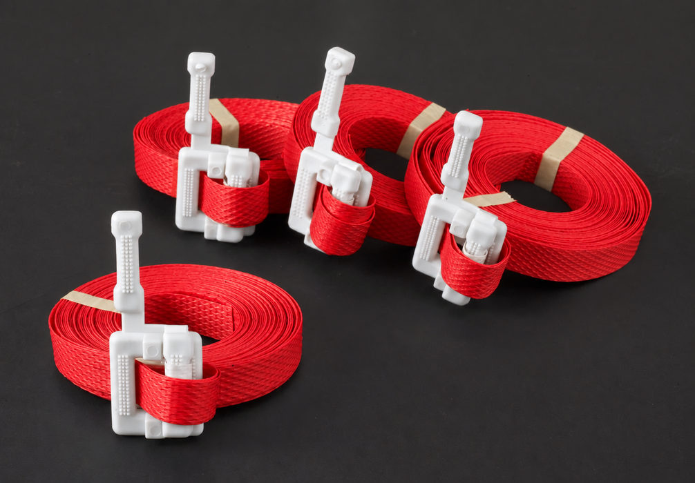 RED Encore Packaging Pre Cut Strapping w/Plastic Buckle, 1/2"W x 17'L, White, 500 Straps/Pack