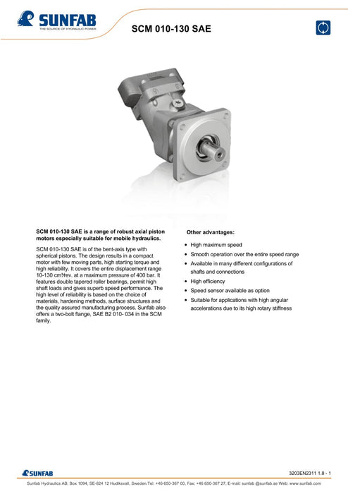 Sunfab Hydraulic Motor SCM064WPSC4C14S2U100