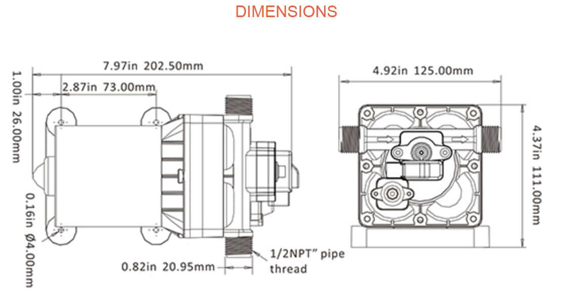 42-Series Diaphragm Water Pumps SKU: SFDP2-030-055-42