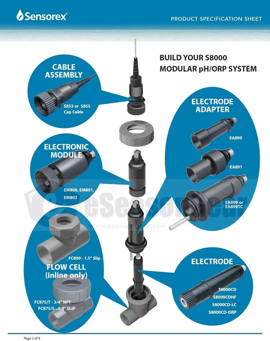 S8000CD-ORP - ORP Sensor Cartridge for S8000 Series Kits, Quick Change