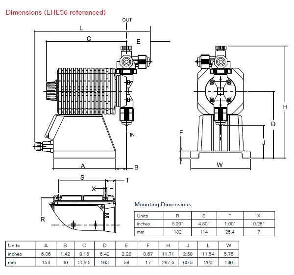 EHE36E1-VC Walchem EHE Series Metering Pump 8.5GPH 105psig PVC - Innovations Parts Service,LLC